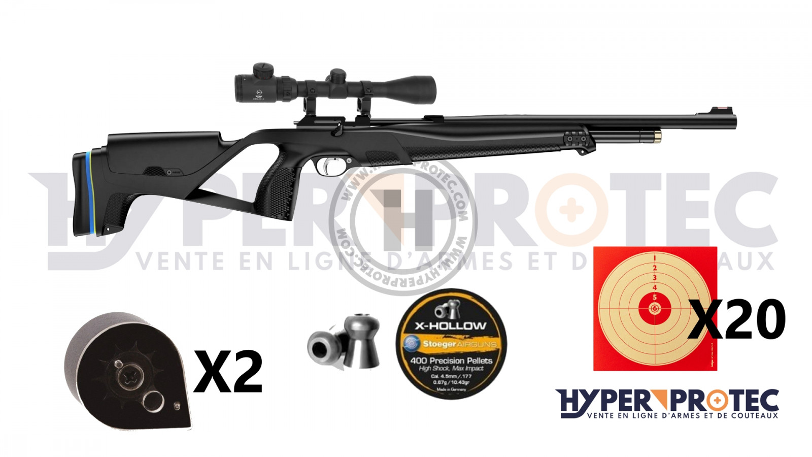 Pack Carabine Stoeger Airguns Xm1 PCP 20 Joules Calibre 5.5mm