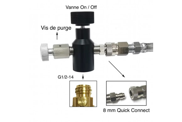 Adaptateur pour bouteille d'air portatif avec système de purge